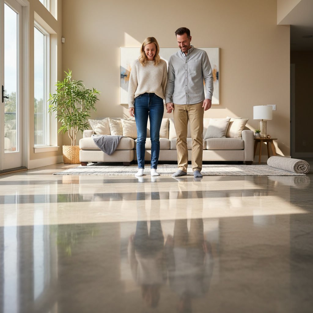 Glossy epoxy floor installation in Manhattan commercial warehouse facility