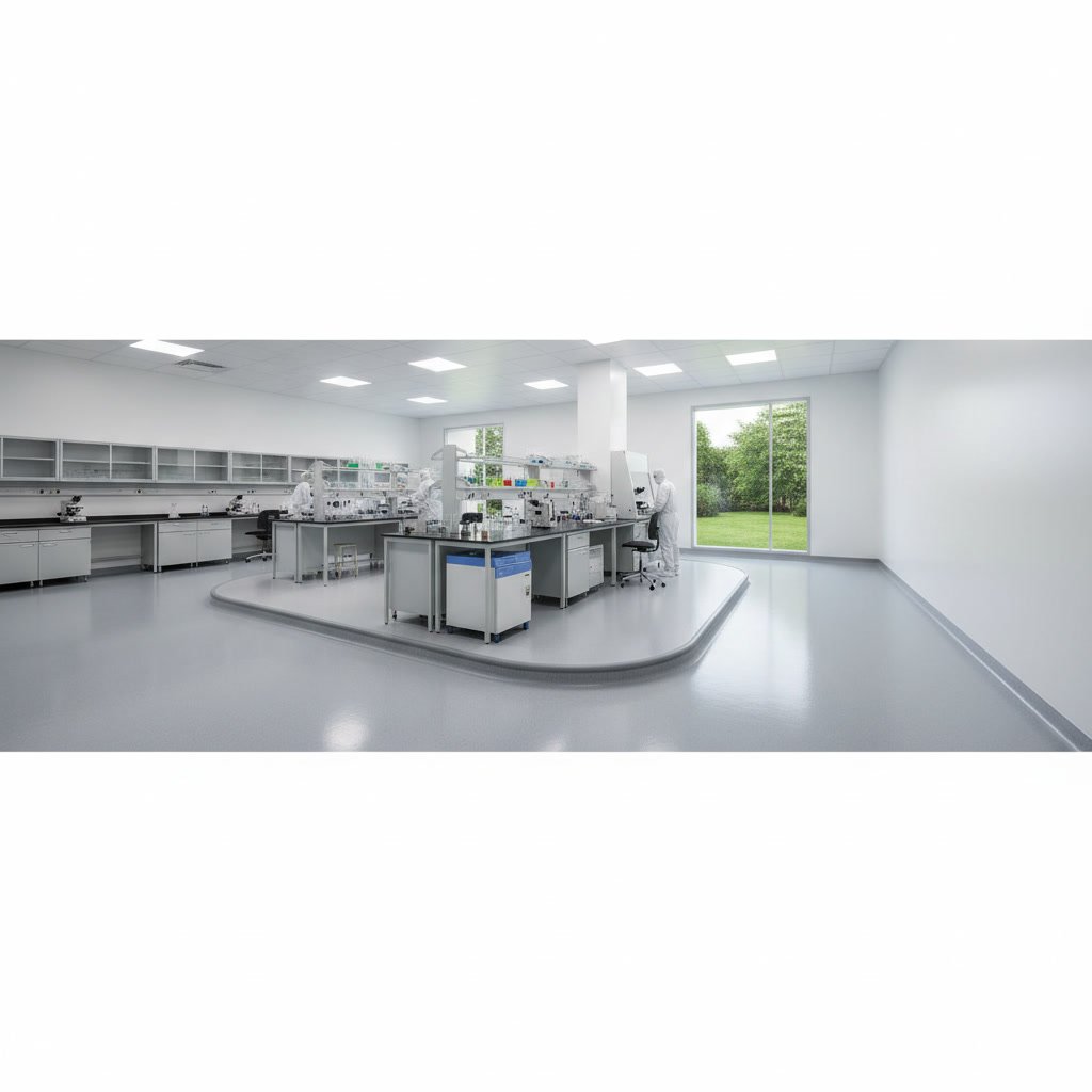 Pharmaceutical epoxy floor with integral cove base in Manhattan cleanroom