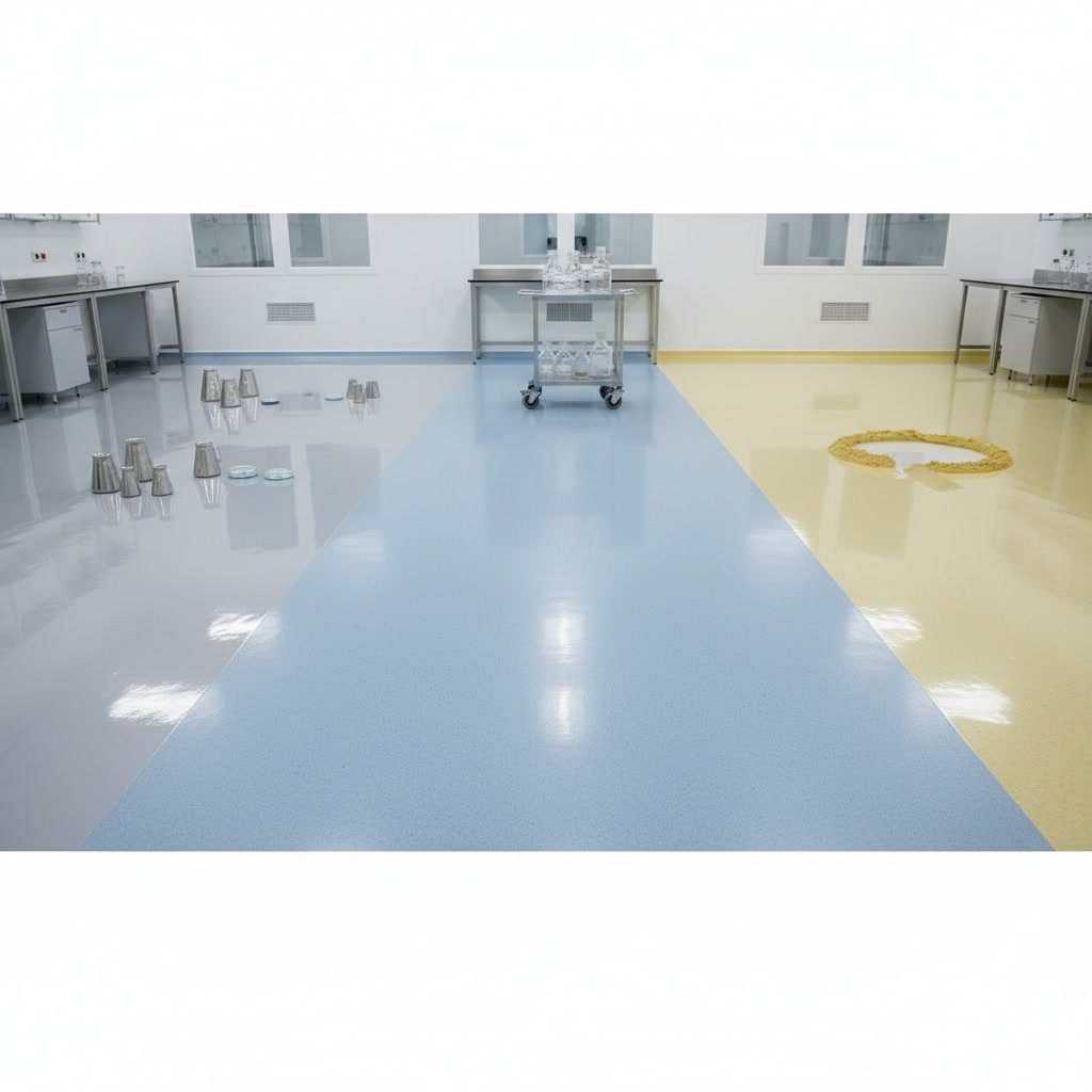 Pharmaceutical laboratory epoxy floor system with chemical resistance